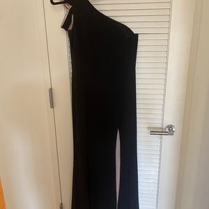 Aqua One-Shoulder Black Gown